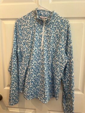 Tommy Bahama Blue & White Golf & Tennis Half-Zip Pullover sz xl